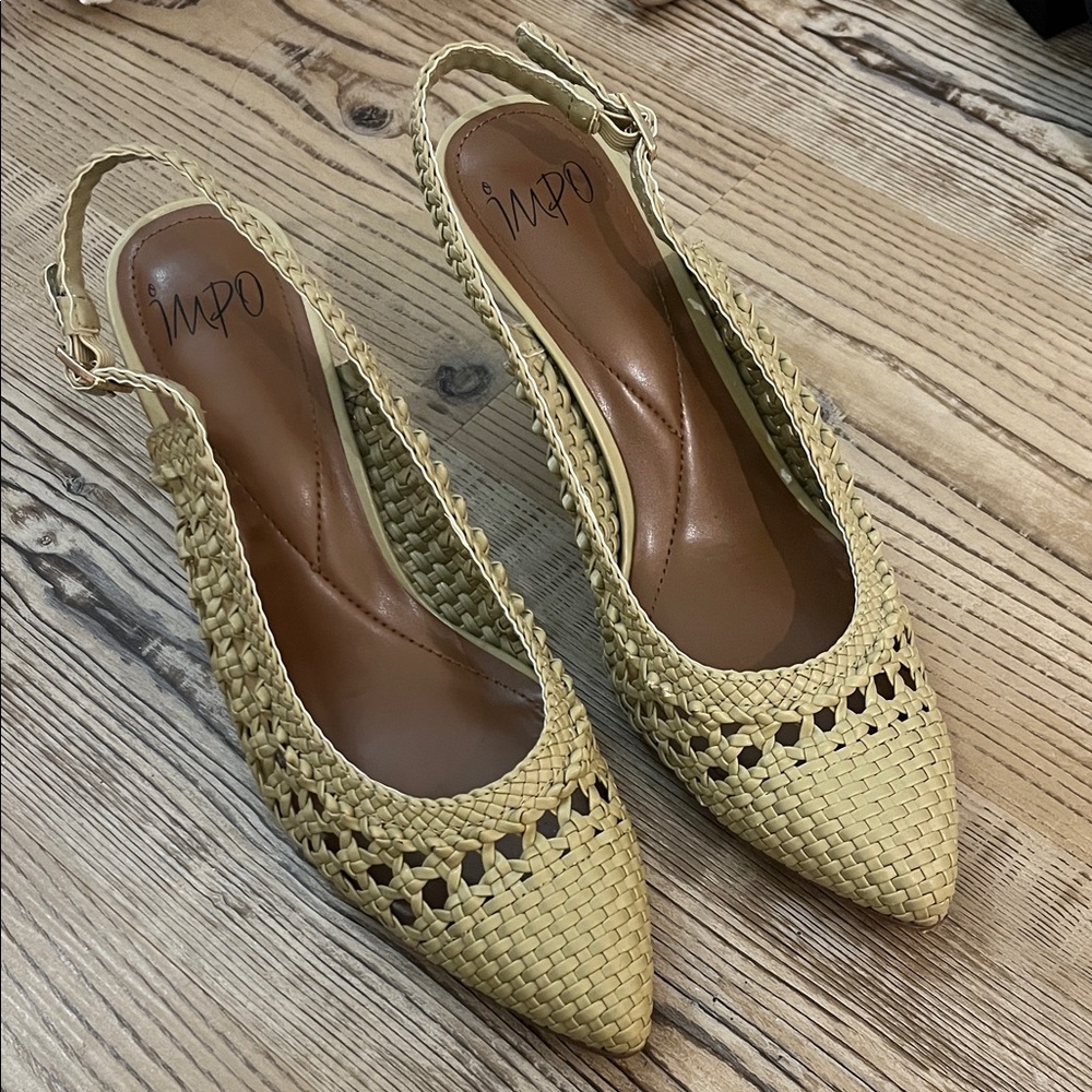 IMPO Women's Green Woven Slingback Flats